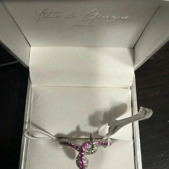 Vita di Grazia Milano 925 Sterling Silver Snake Ring Pink Cubic Zirconia Diamond - Picture 8 of 10